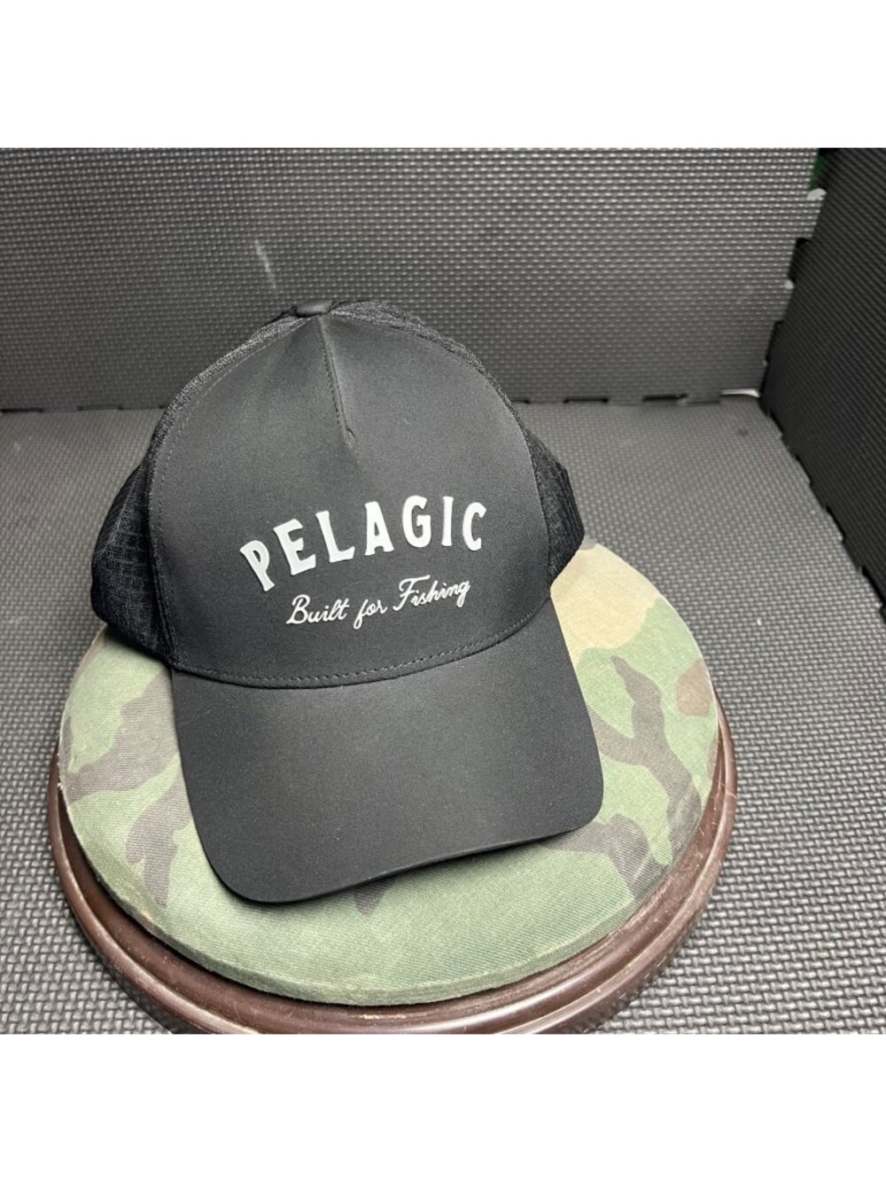 Pelagic Built For Fishing Black Trucker Hat With Mesh Back Adjustable Snapback C